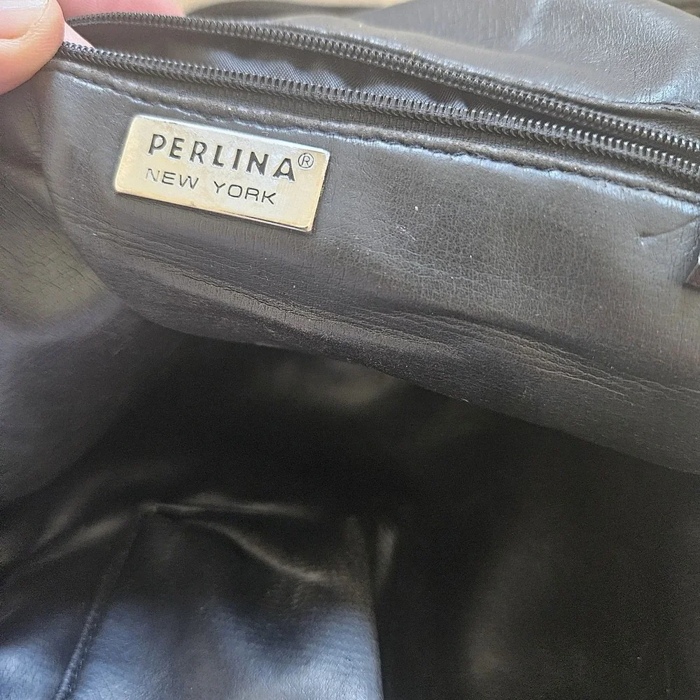 Leather Backpack Women's Perlina Purse Buckle Straps Travel Organizer Black
